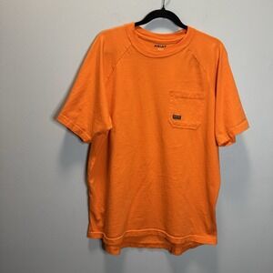 Ariat Rebar T Shirt Men's Size Large Orange Short Sleeve 100% Cotton